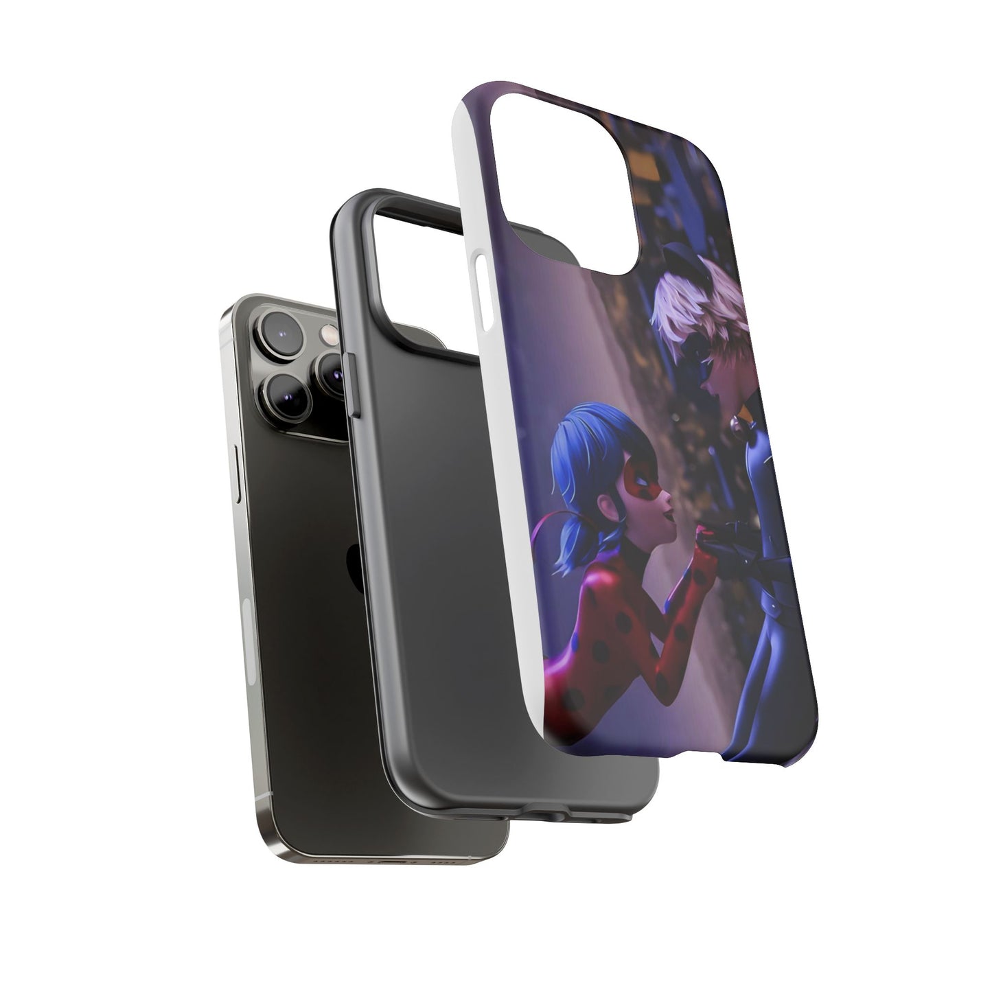 Phone Case with Ladybug and Cat Noir Design