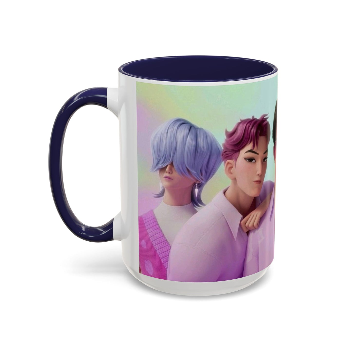 Stylish Accent Coffee Mug, Vibrant Ceramic Mug, Gift for Coffee Lovers, Cute Character Design, Perfect for Friends' Gatherings