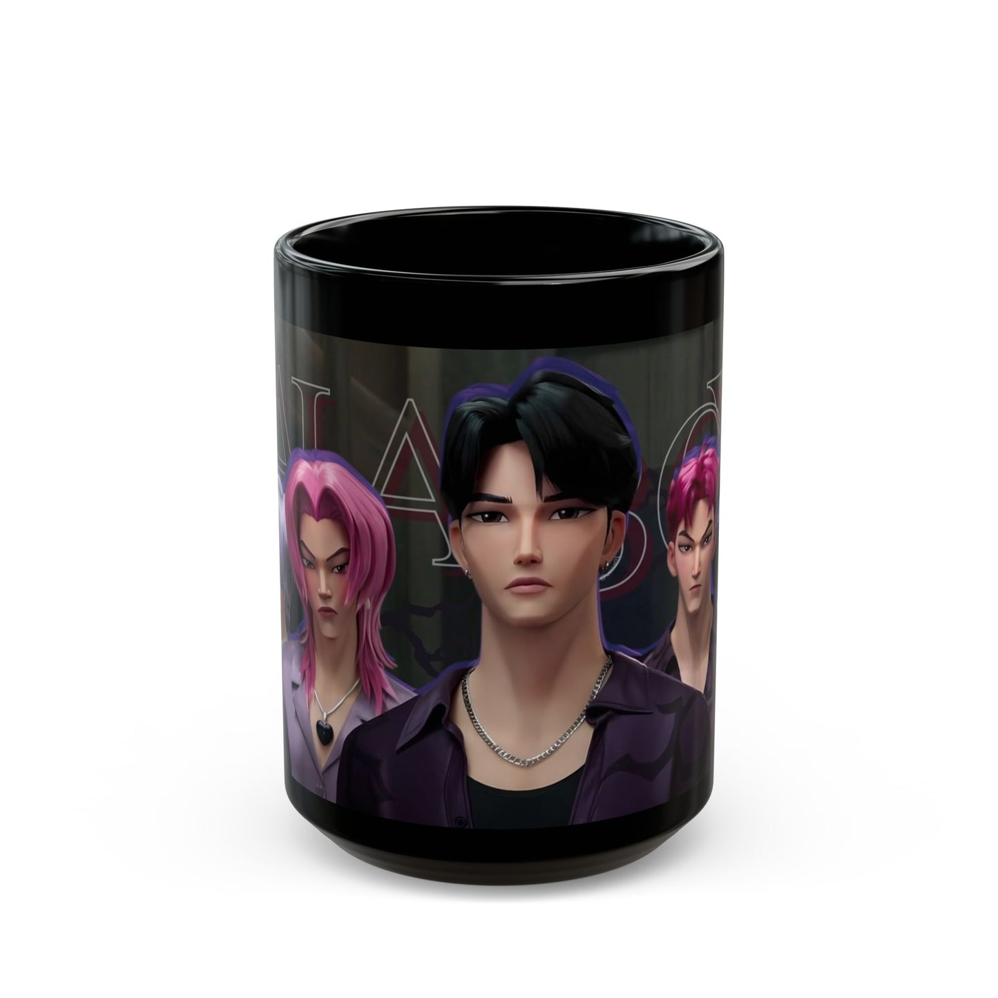 Anime-Inspired Black Mug for Fans, Cool Gift for Birthdays, Cozy Beverage Holder, Perfect for Coffee Lovers, Unique Cup for Collectors
