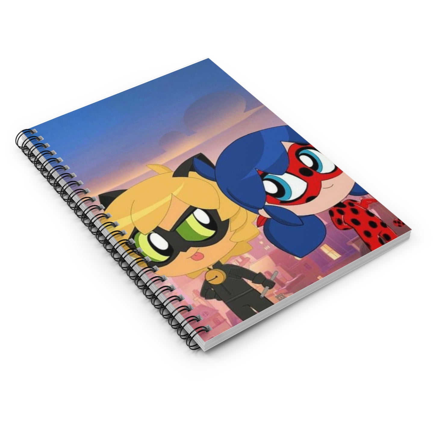 Cute Cartoon Spiral Notebook - Ladybug & Cat Noir Inspired, Perfect for Students, Gift for Kids, School Supplies, Journaling, Note-taking