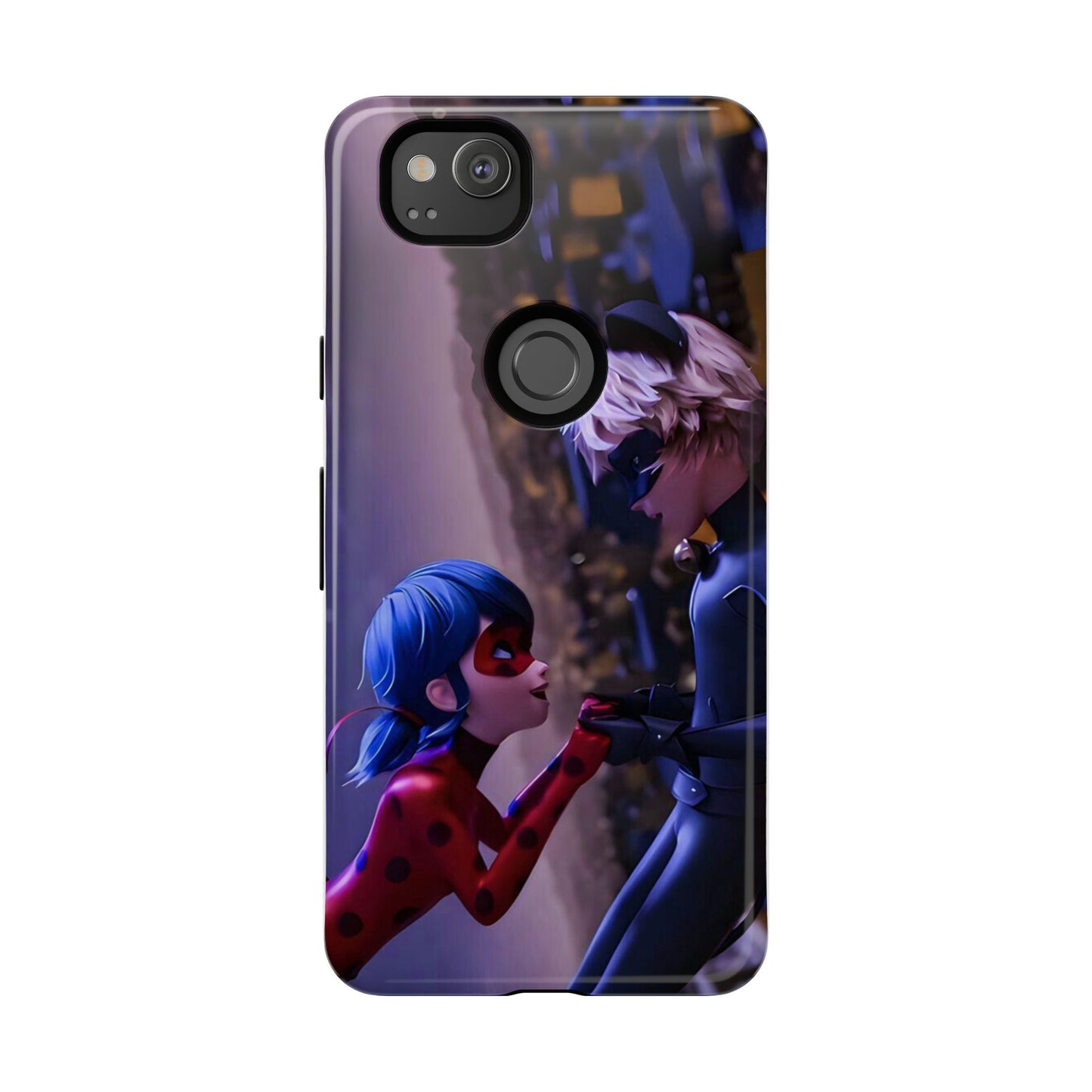 Phone Case with Ladybug and Cat Noir Design