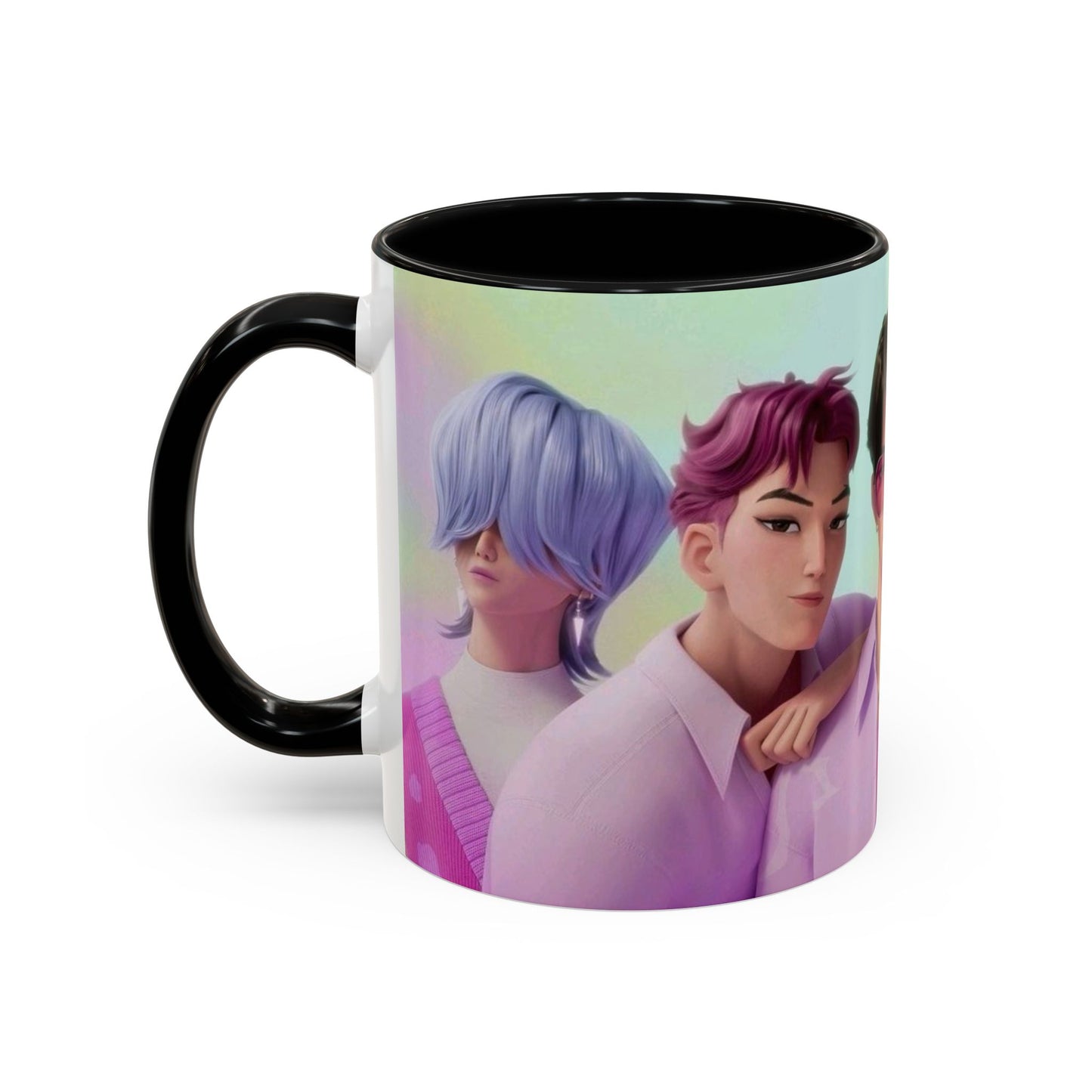 Stylish Accent Coffee Mug, Vibrant Ceramic Mug, Gift for Coffee Lovers, Cute Character Design, Perfect for Friends' Gatherings