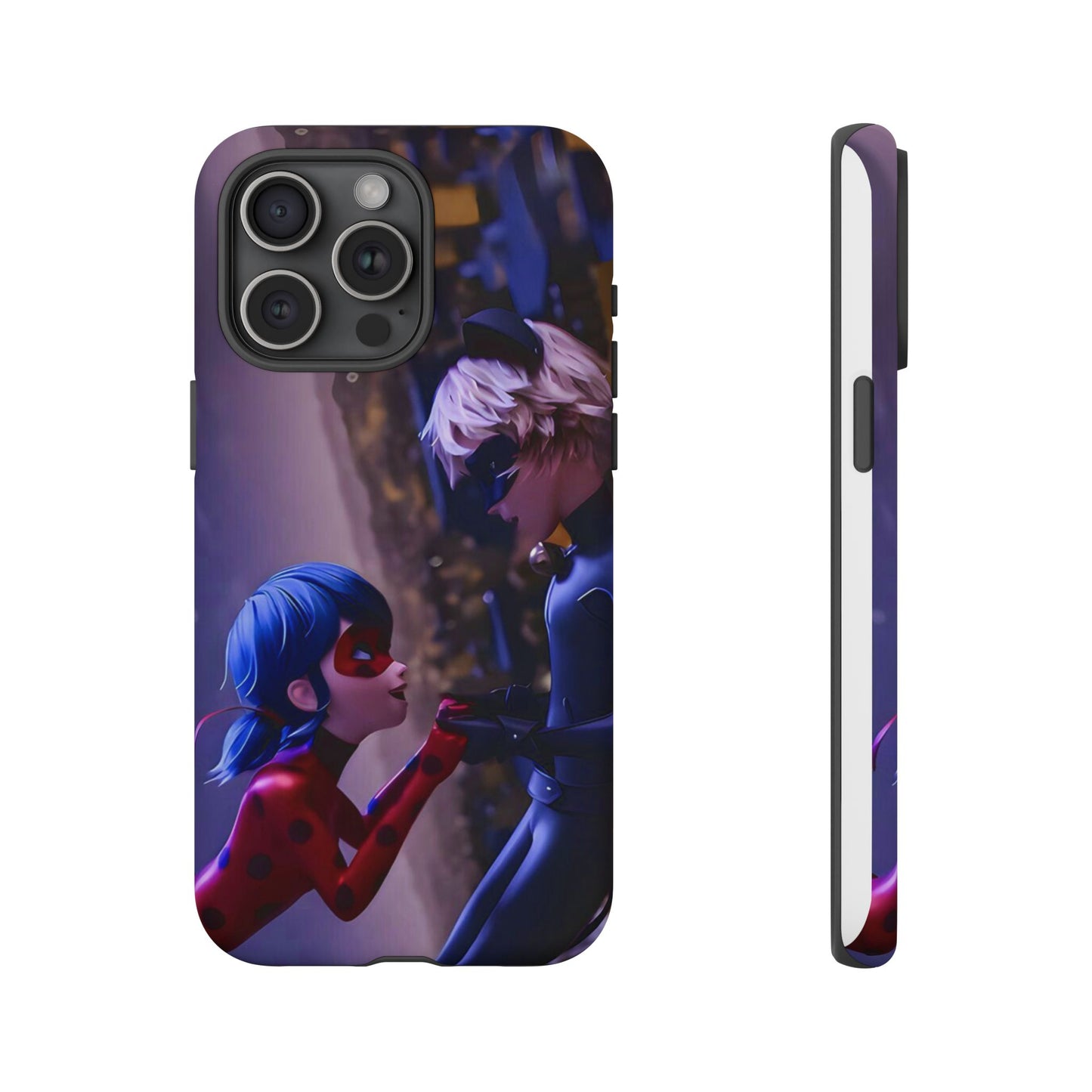 Phone Case with Ladybug and Cat Noir Design