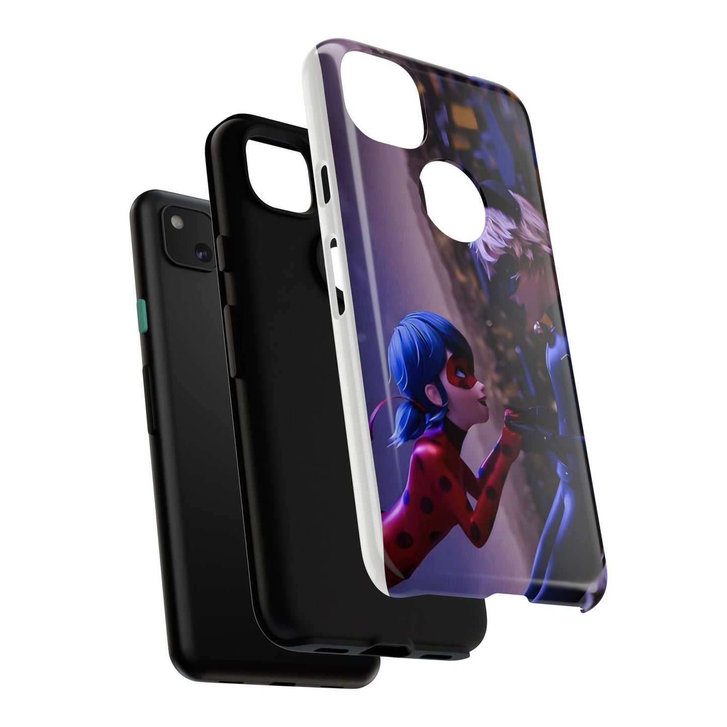 Phone Case with Ladybug and Cat Noir Design