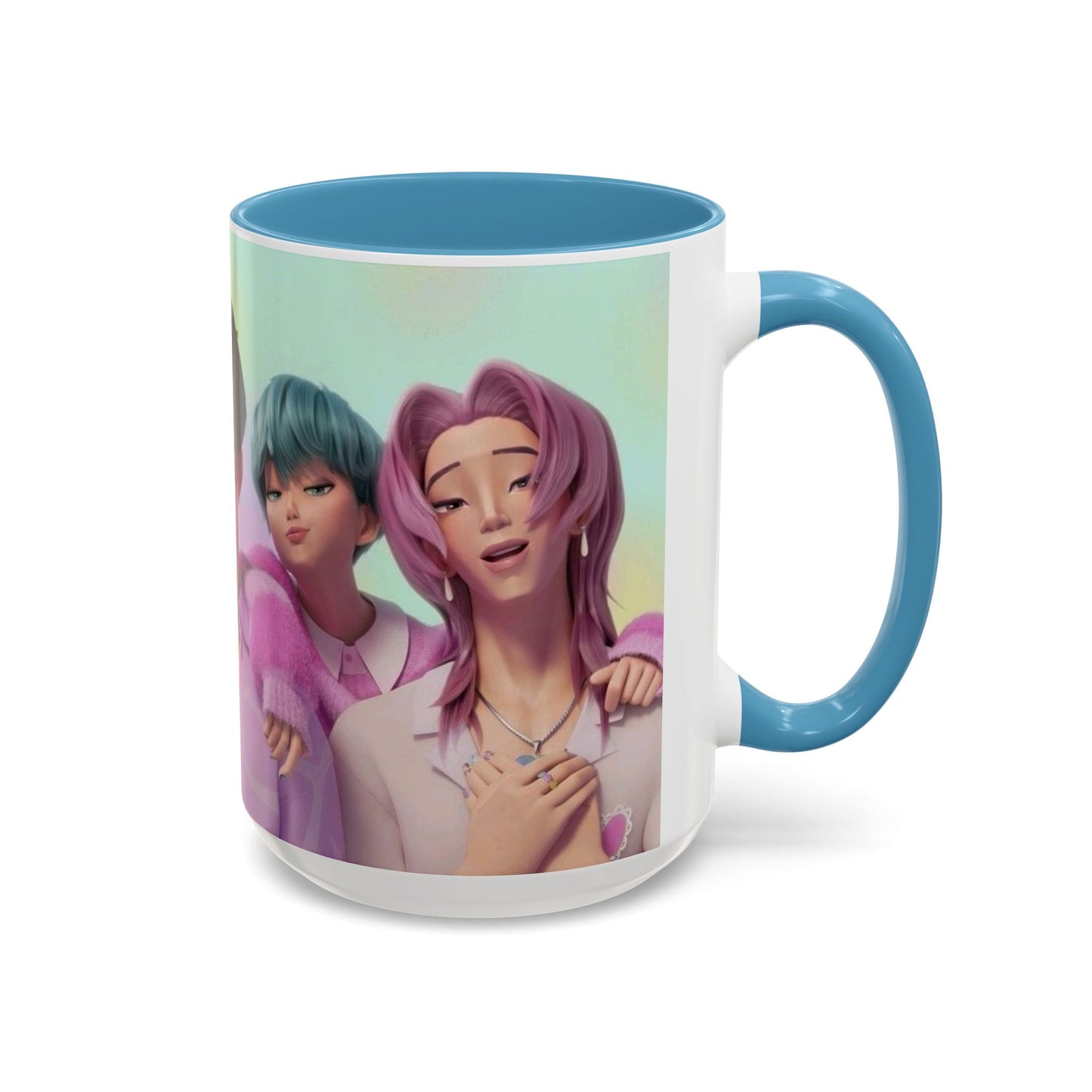 Stylish Accent Coffee Mug, Vibrant Ceramic Mug, Gift for Coffee Lovers, Cute Character Design, Perfect for Friends' Gatherings