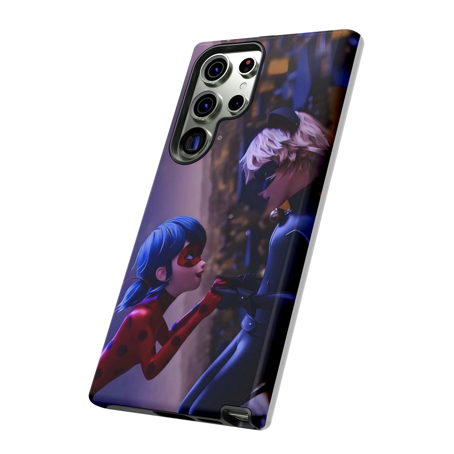 Phone Case with Ladybug and Cat Noir Design