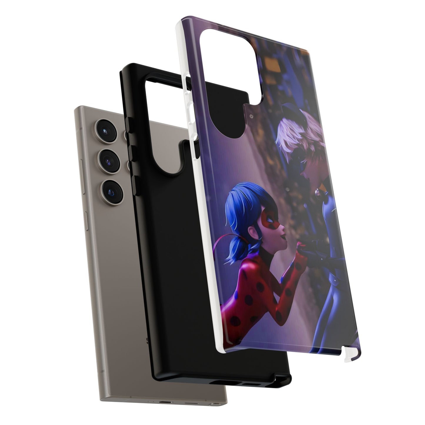 Phone Case with Ladybug and Cat Noir Design