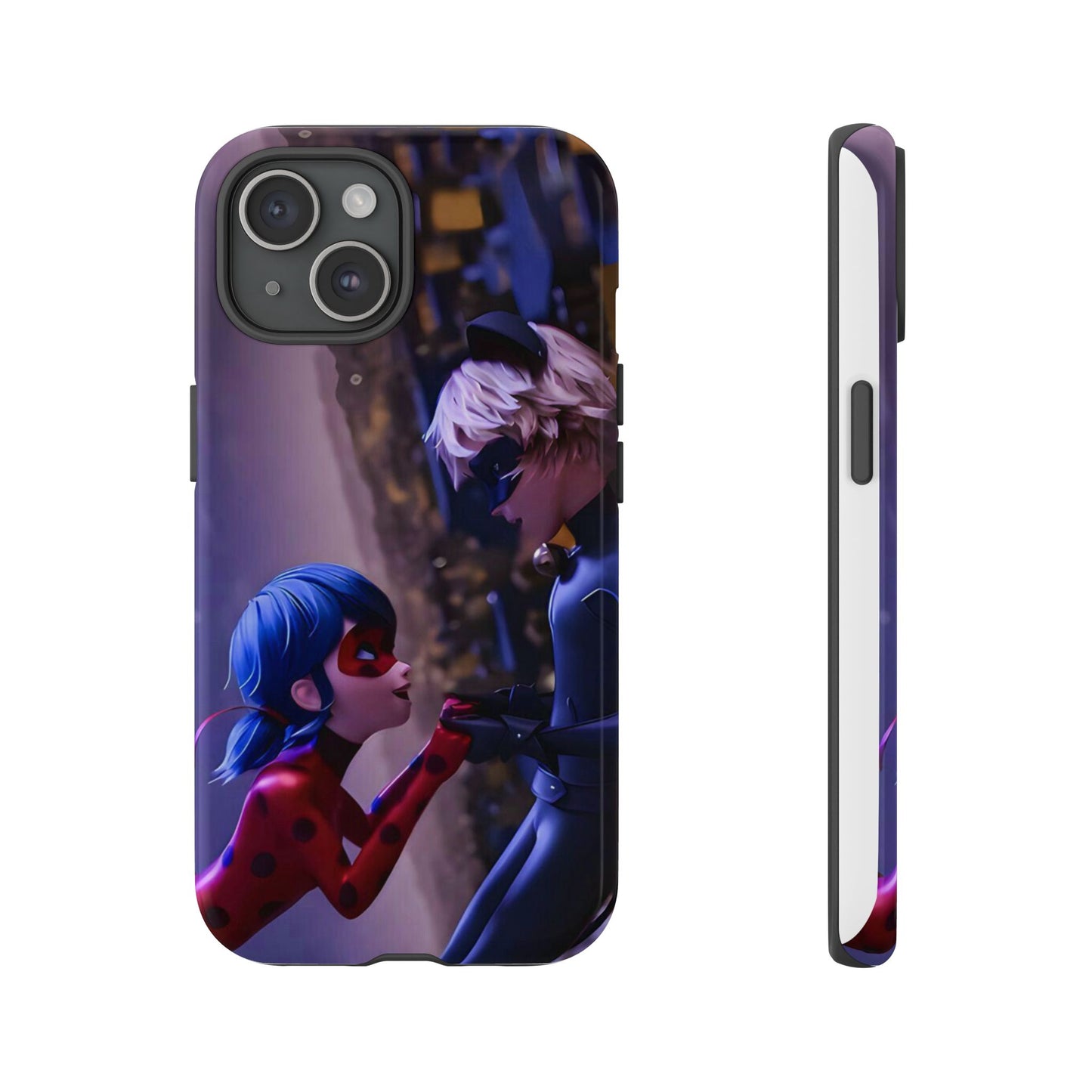 Phone Case with Ladybug and Cat Noir Design