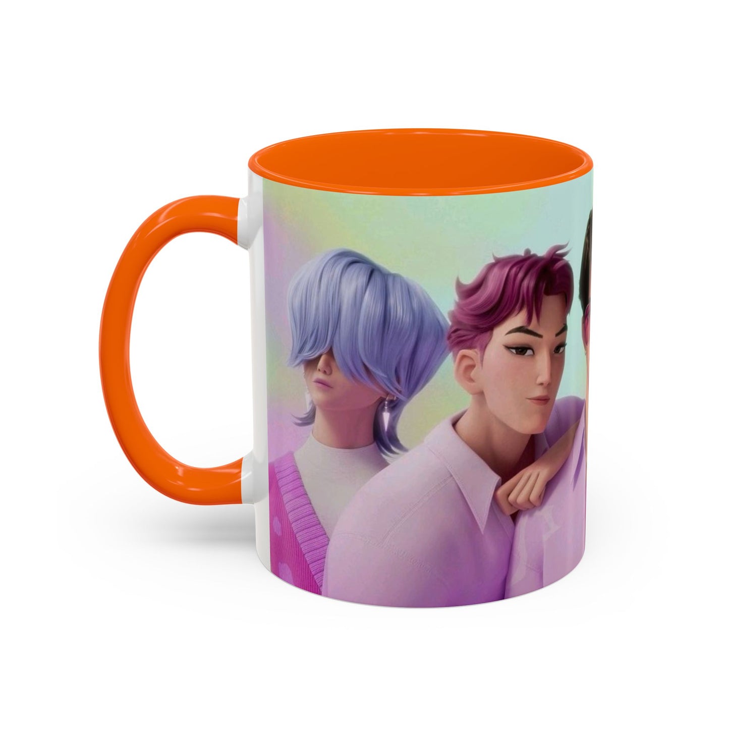 Stylish Accent Coffee Mug, Vibrant Ceramic Mug, Gift for Coffee Lovers, Cute Character Design, Perfect for Friends' Gatherings