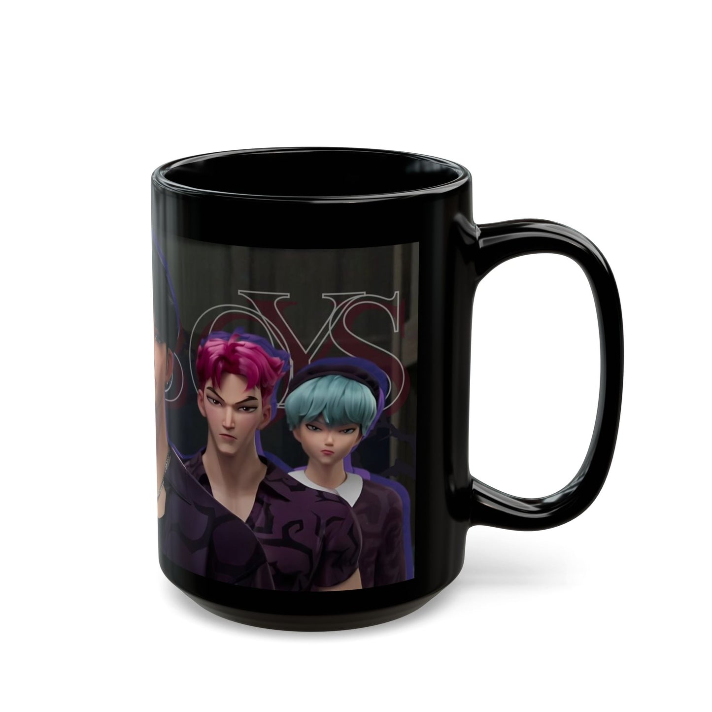 Anime-Inspired Black Mug for Fans, Cool Gift for Birthdays, Cozy Beverage Holder, Perfect for Coffee Lovers, Unique Cup for Collectors
