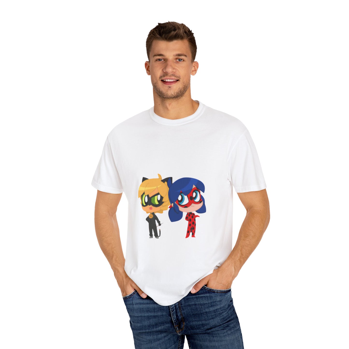 Chibi Ladybug Cat Noir T-Shirt, Playful Unisex Teen Perfect for Kids and Teens
