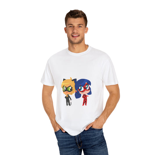 Chibi Ladybug Cat Noir T-Shirt, Playful Unisex Teen Perfect for Kids and Teens