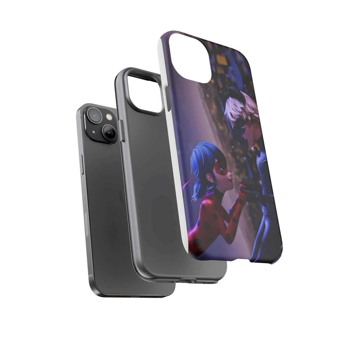 Phone Case with Ladybug and Cat Noir Design