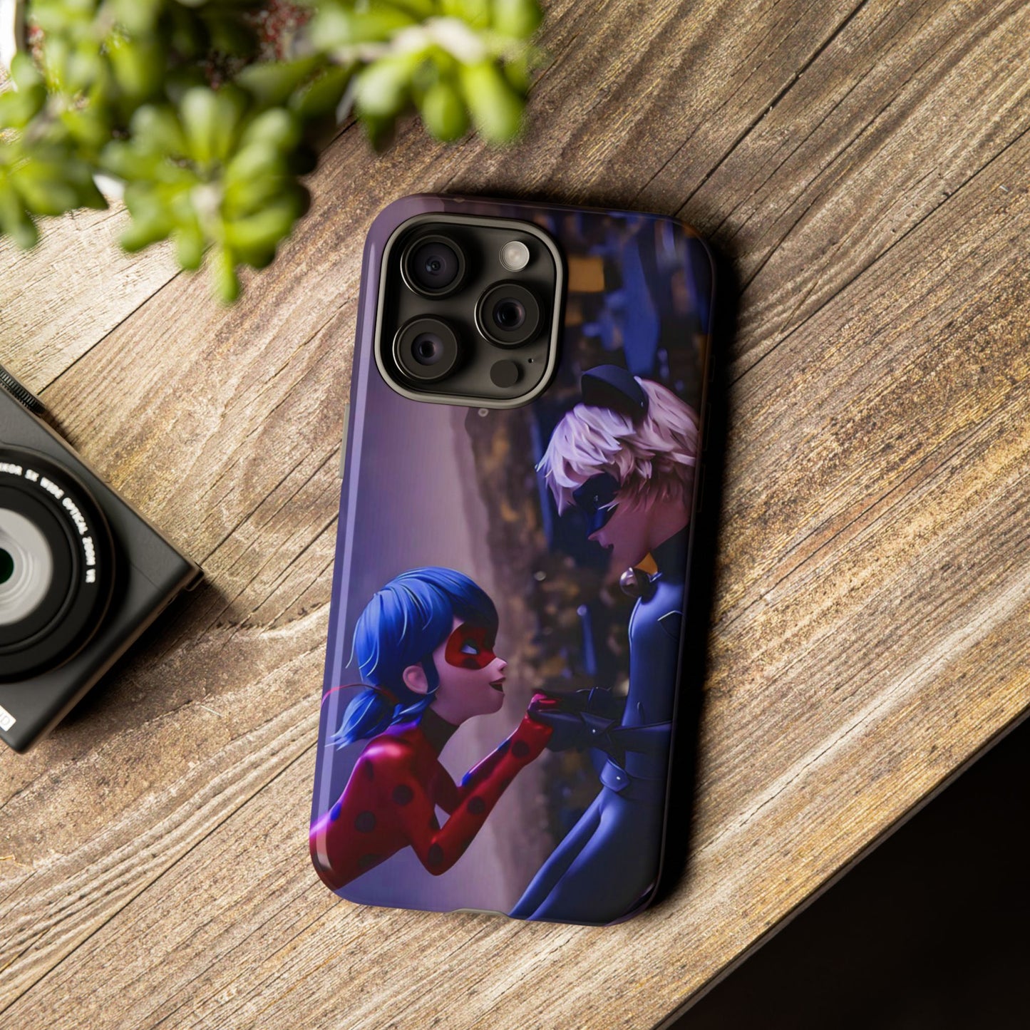 Phone Case with Ladybug and Cat Noir Design