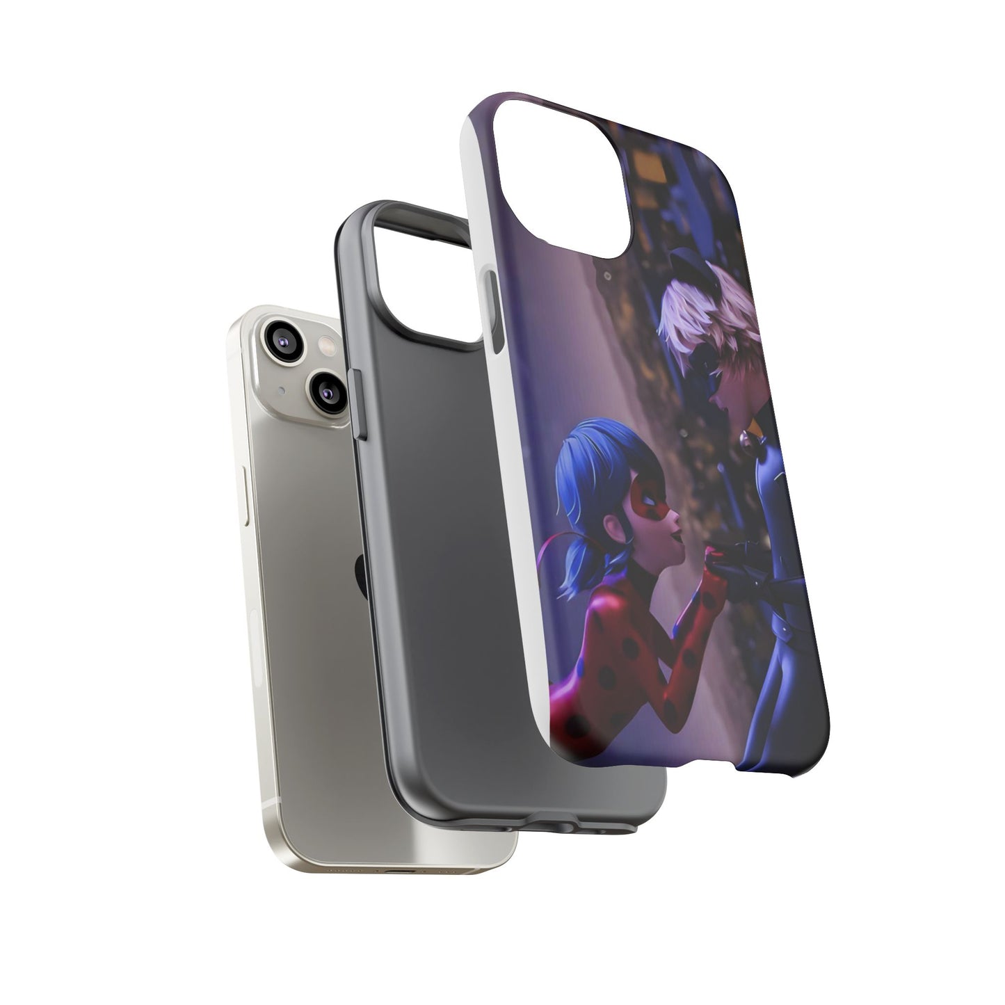 Phone Case with Ladybug and Cat Noir Design