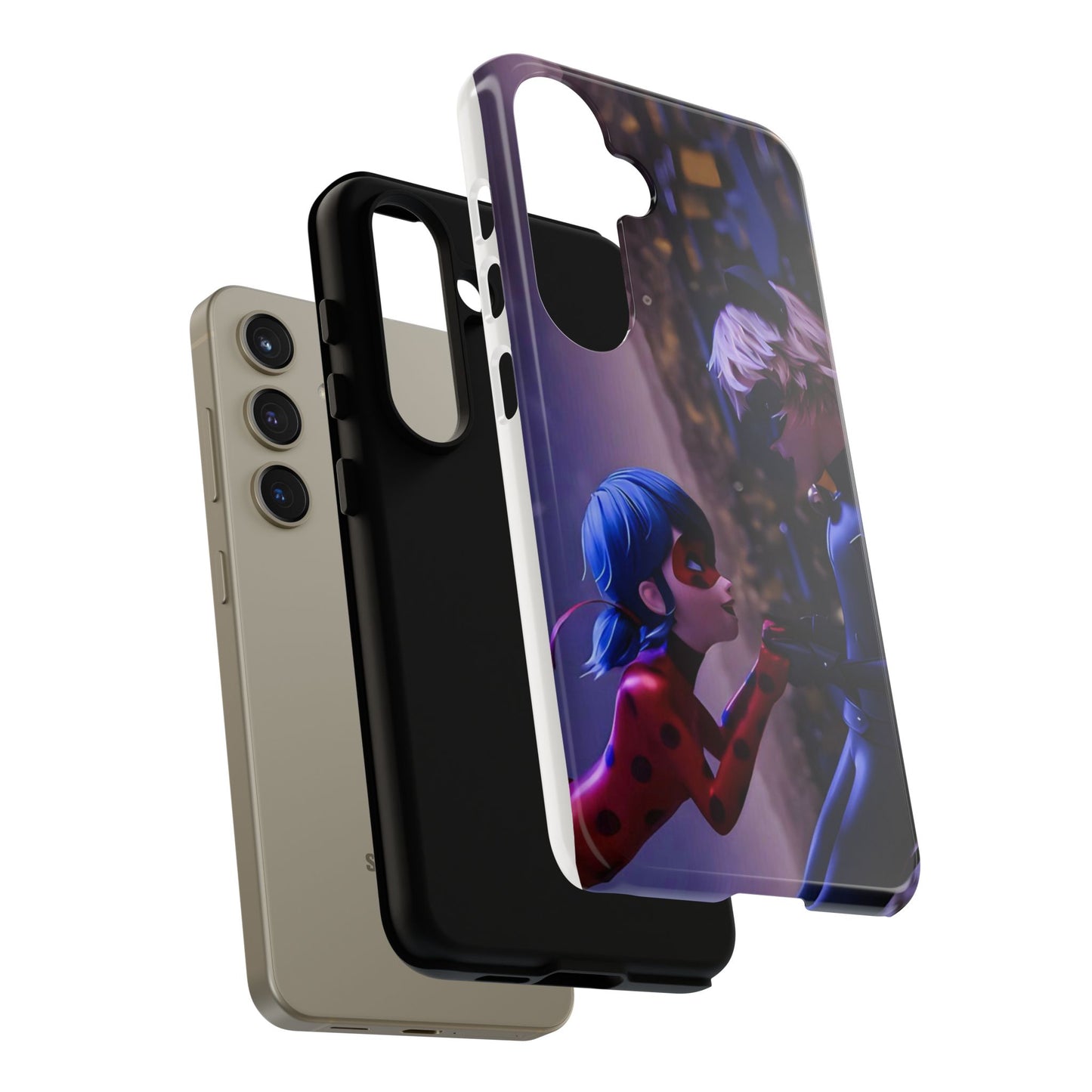 Phone Case with Ladybug and Cat Noir Design