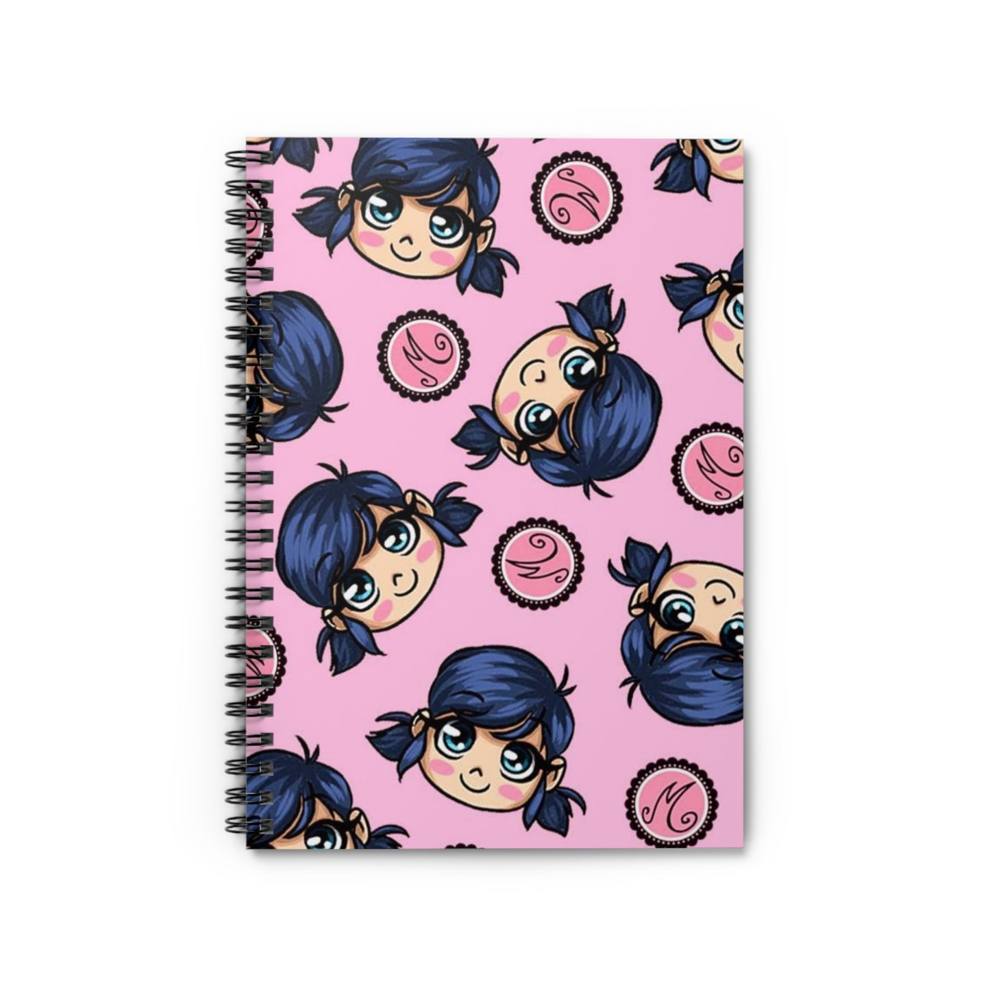 Cute Character Spiral Notebook - Perfect for Kids, Journal, School Supplies, Gifts, Pink Design with Adorable Faces