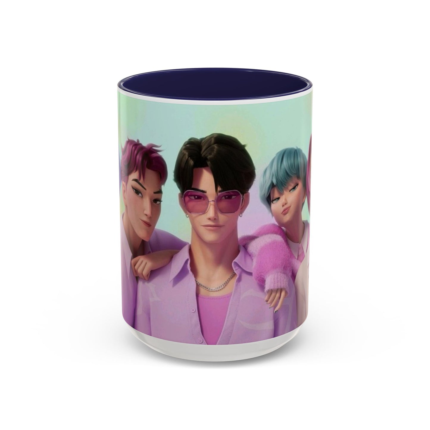 Stylish Accent Coffee Mug, Vibrant Ceramic Mug, Gift for Coffee Lovers, Cute Character Design, Perfect for Friends' Gatherings