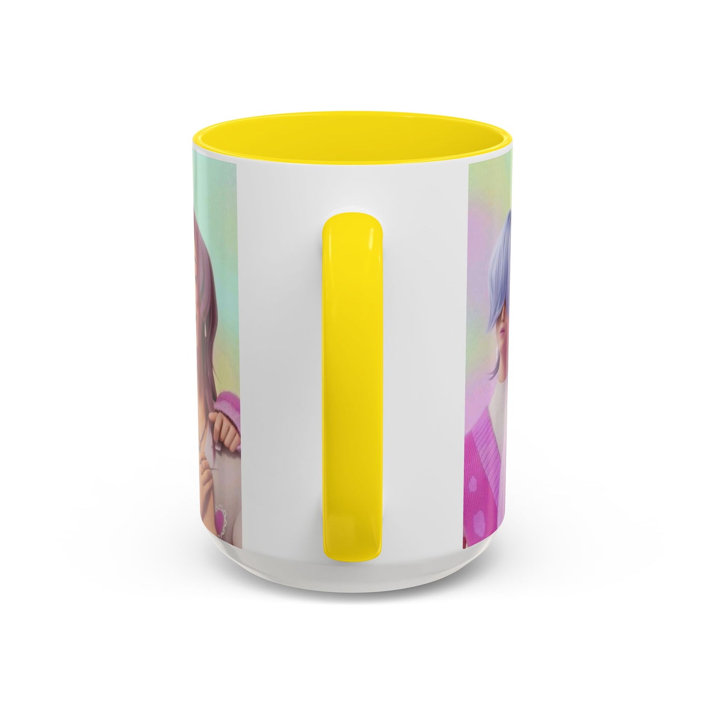Stylish Accent Coffee Mug, Vibrant Ceramic Mug, Gift for Coffee Lovers, Cute Character Design, Perfect for Friends' Gatherings