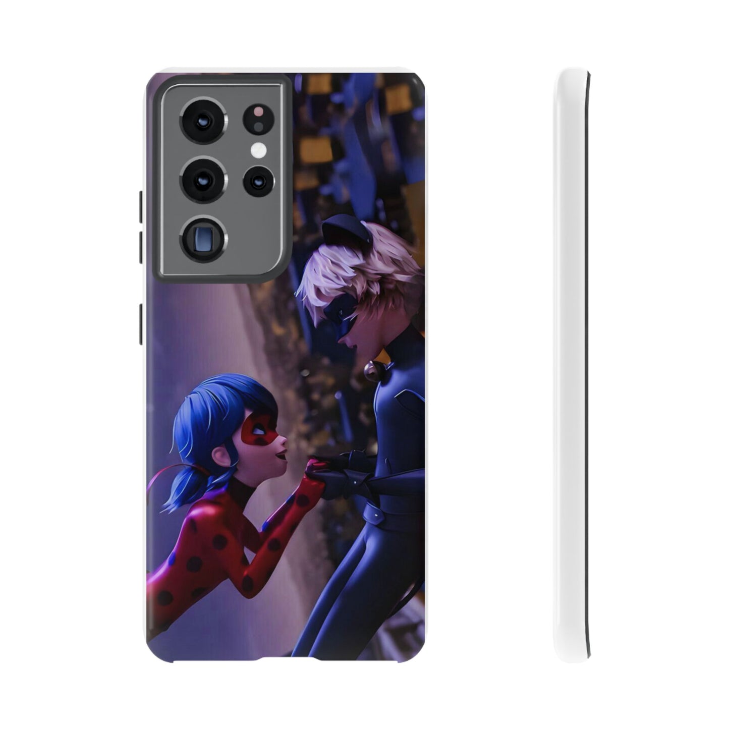 Phone Case with Ladybug and Cat Noir Design