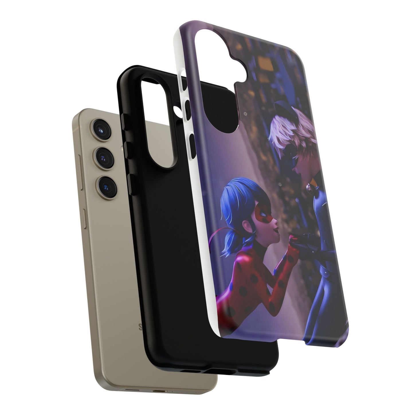 Phone Case with Ladybug and Cat Noir Design