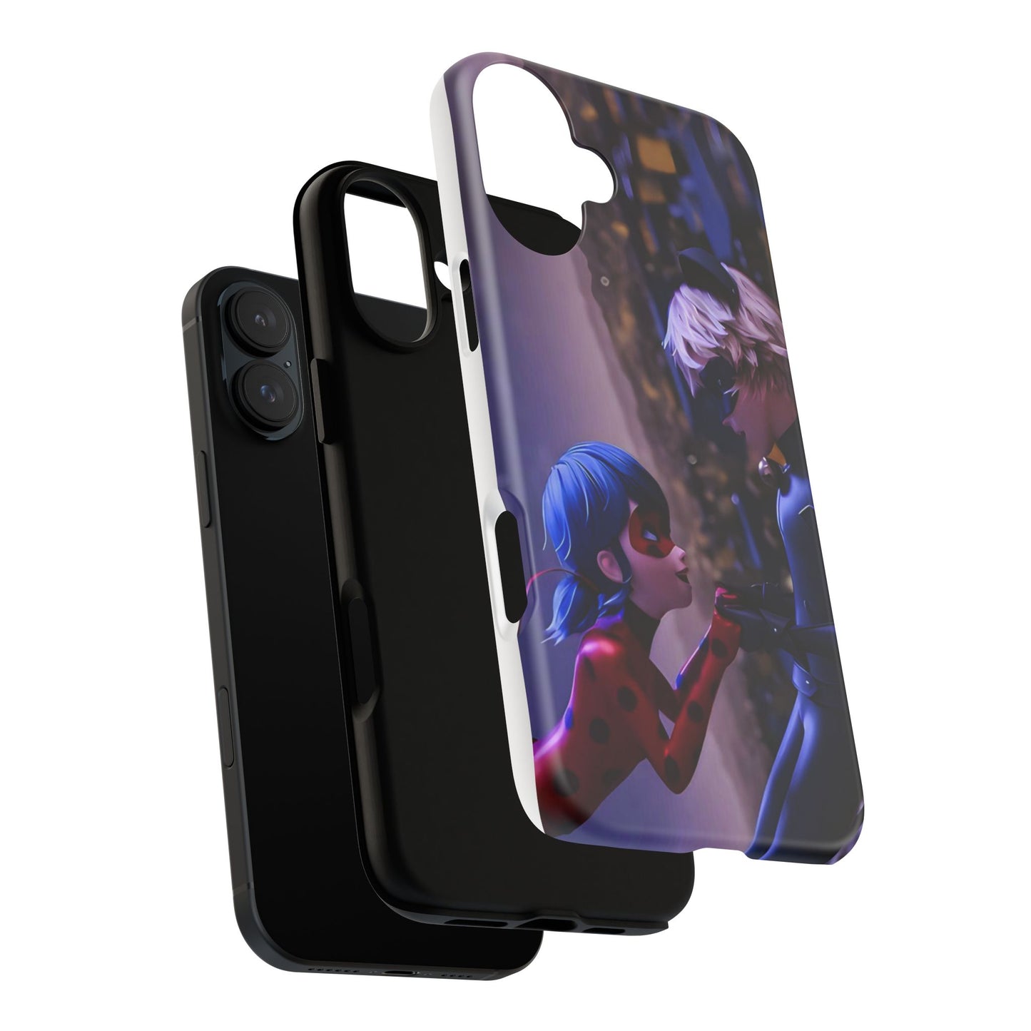 Phone Case with Ladybug and Cat Noir Design