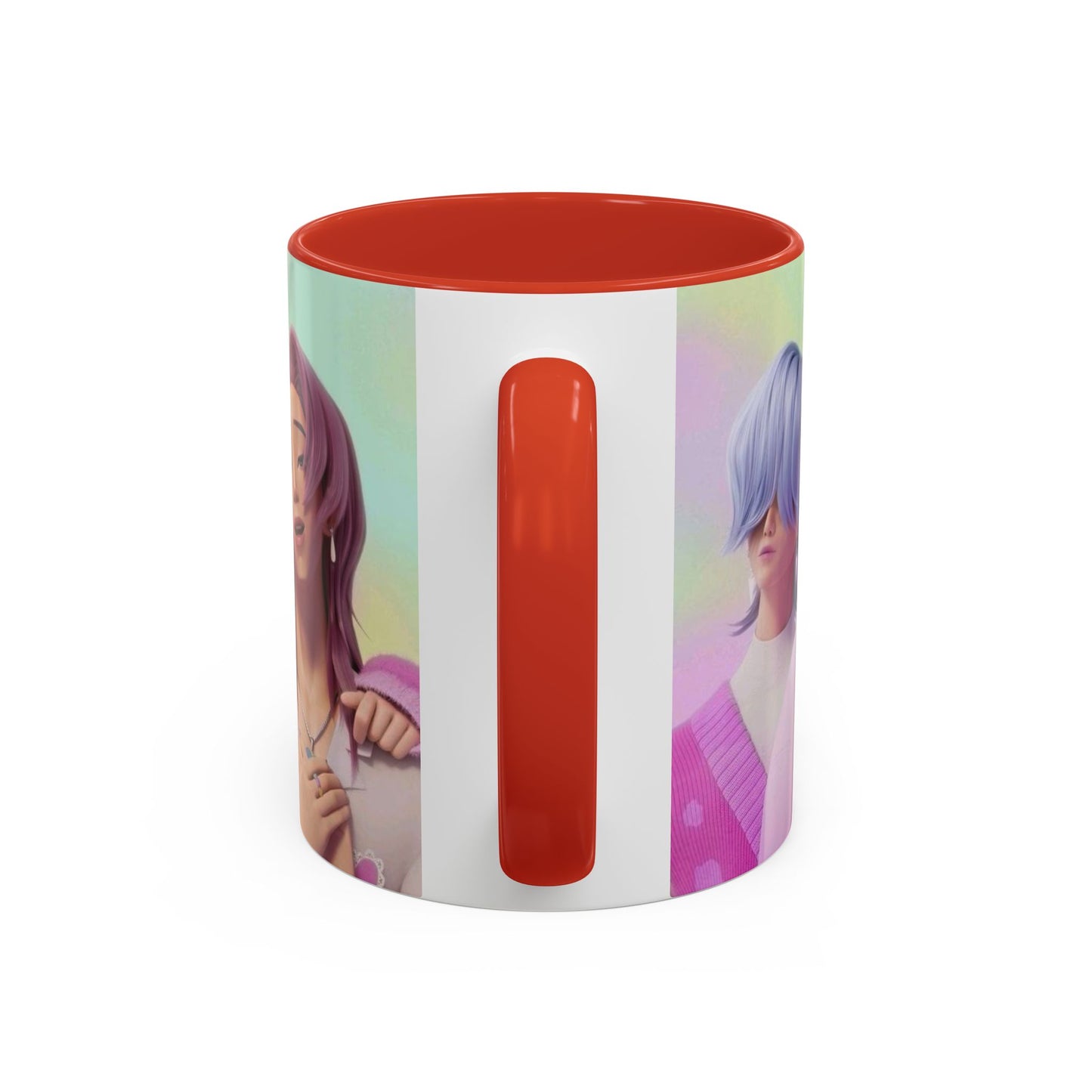 Stylish Accent Coffee Mug, Vibrant Ceramic Mug, Gift for Coffee Lovers, Cute Character Design, Perfect for Friends' Gatherings
