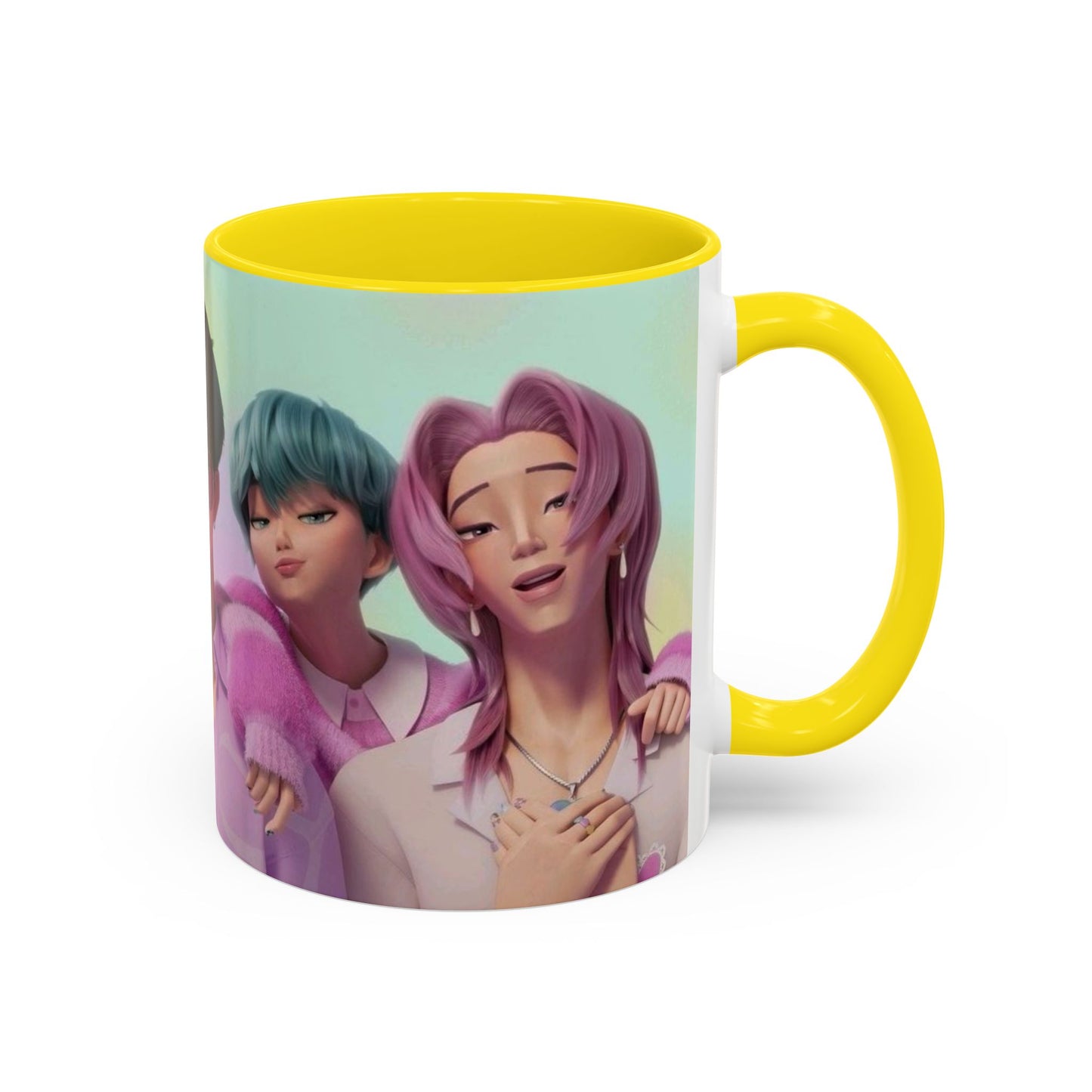 Stylish Accent Coffee Mug, Vibrant Ceramic Mug, Gift for Coffee Lovers, Cute Character Design, Perfect for Friends' Gatherings