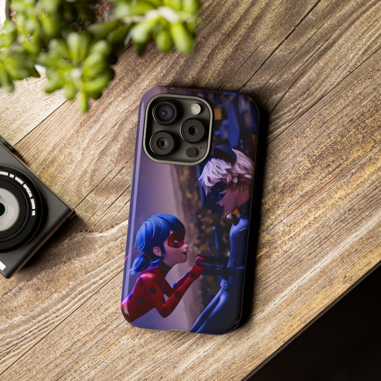 Phone Case with Ladybug and Cat Noir Design