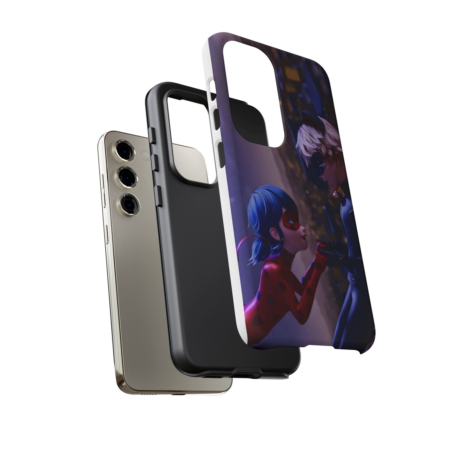 Phone Case with Ladybug and Cat Noir Design
