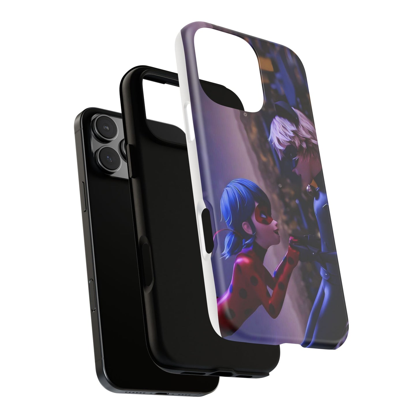 Phone Case with Ladybug and Cat Noir Design