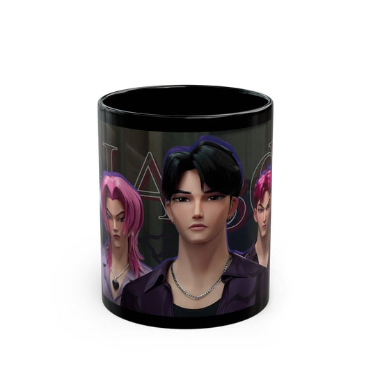 Anime-Inspired Black Mug for Fans, Cool Gift for Birthdays, Cozy Beverage Holder, Perfect for Coffee Lovers, Unique Cup for Collectors