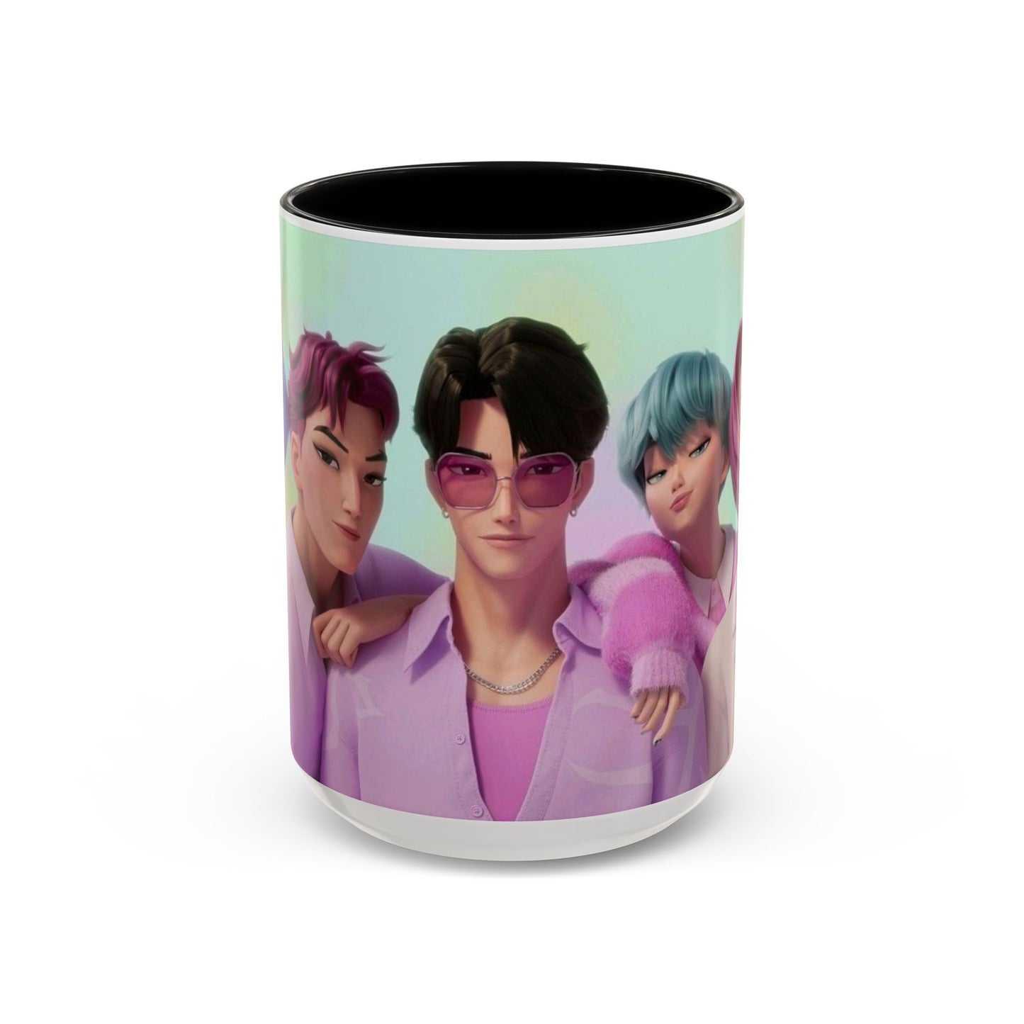 Stylish Accent Coffee Mug, Vibrant Ceramic Mug, Gift for Coffee Lovers, Cute Character Design, Perfect for Friends' Gatherings