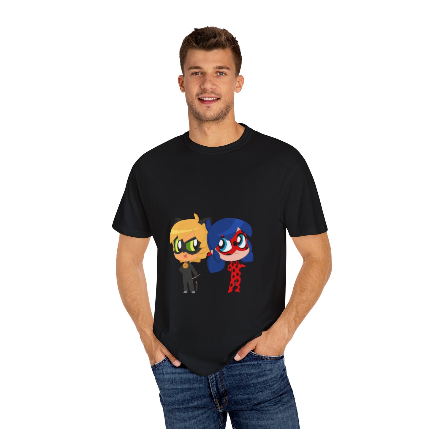 Chibi Ladybug Cat Noir T-Shirt, Playful Unisex Teen Perfect for Kids and Teens