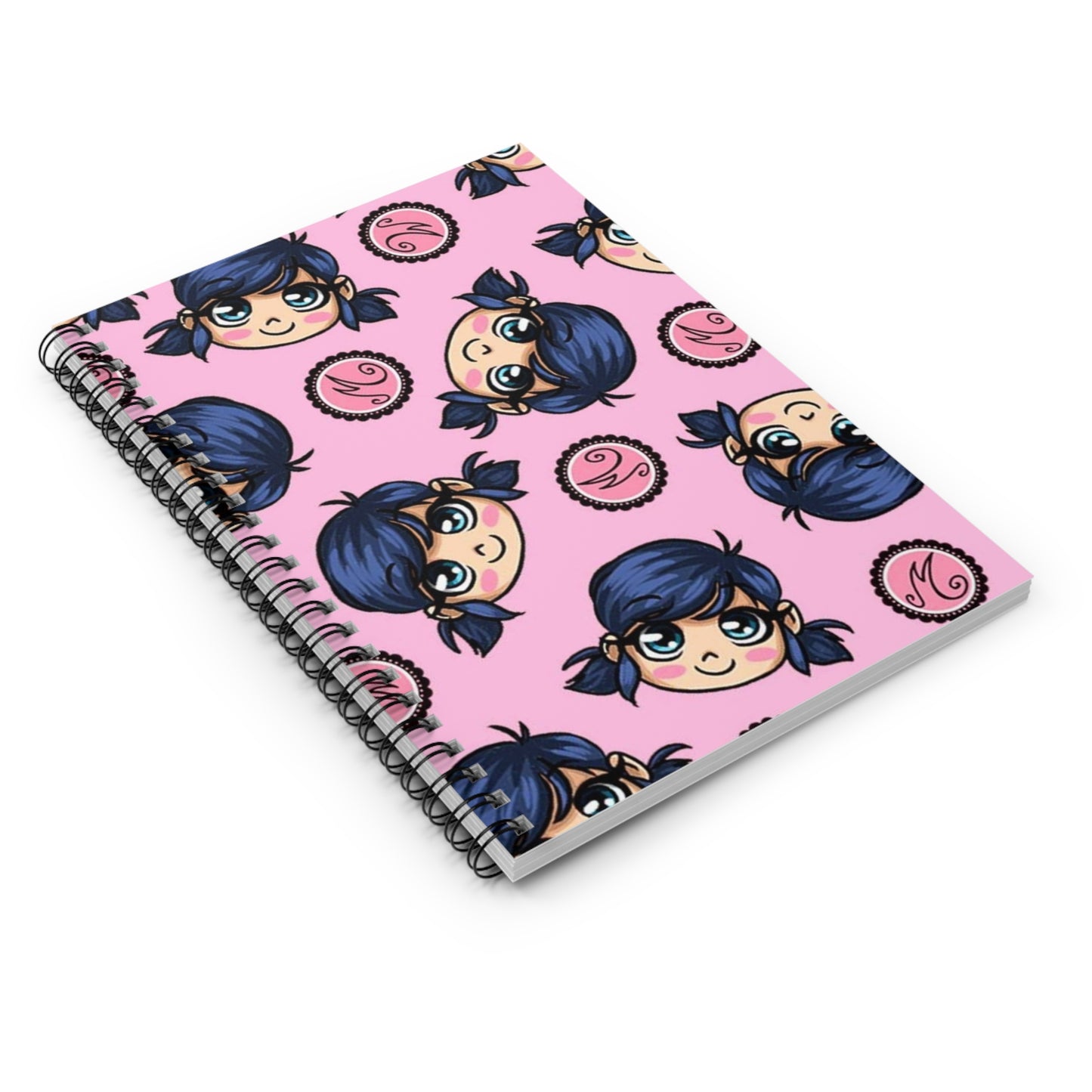 Cute Character Spiral Notebook - Perfect for Kids, Journal, School Supplies, Gifts, Pink Design with Adorable Faces