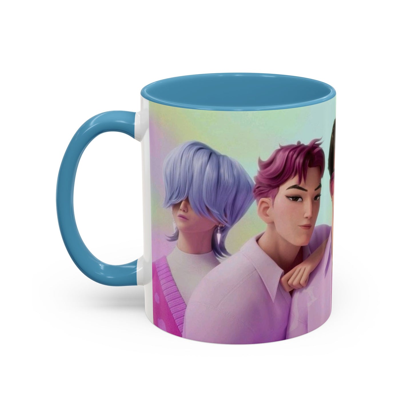 Stylish Accent Coffee Mug, Vibrant Ceramic Mug, Gift for Coffee Lovers, Cute Character Design, Perfect for Friends' Gatherings