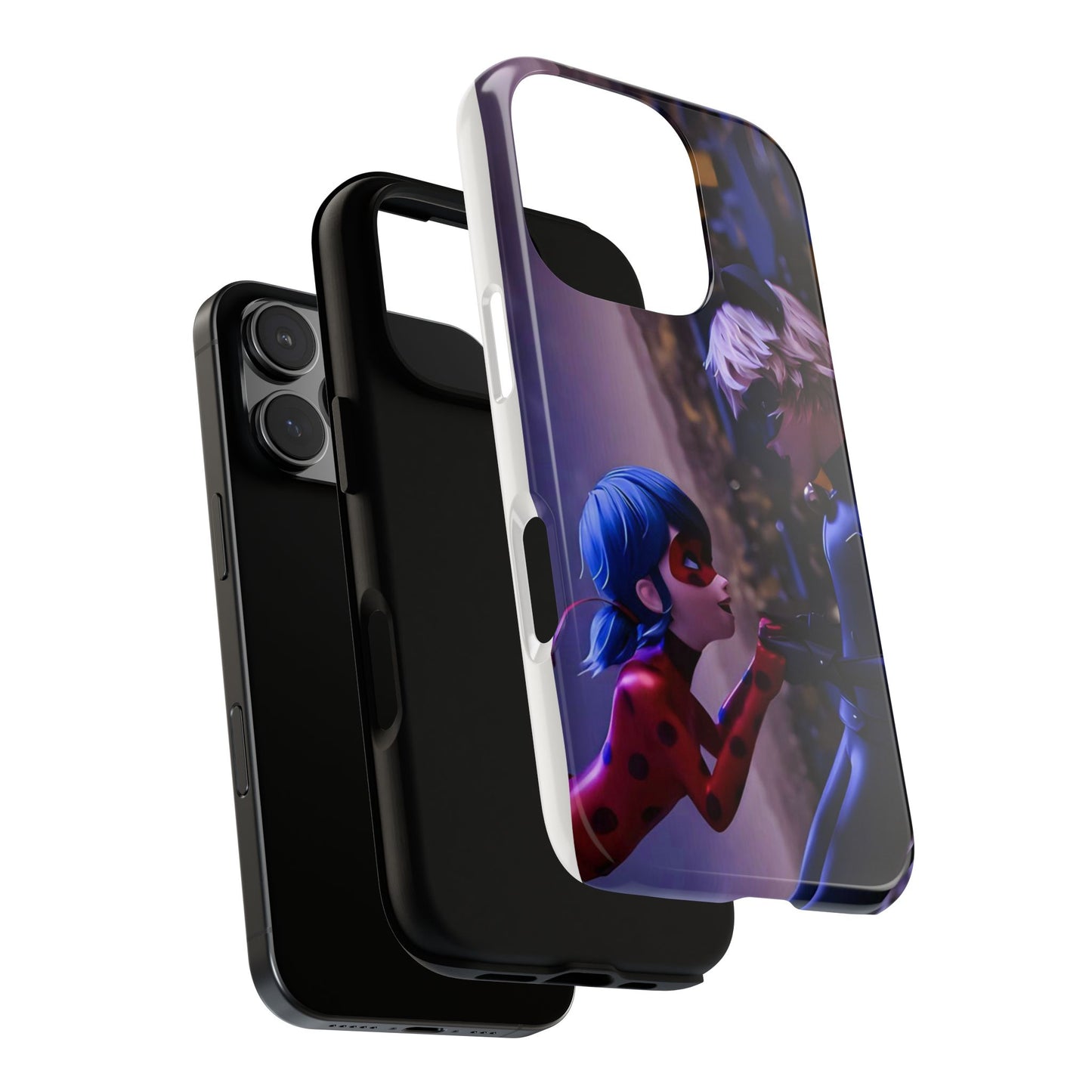 Phone Case with Ladybug and Cat Noir Design