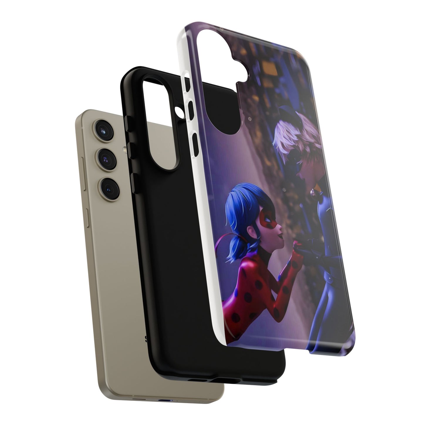Phone Case with Ladybug and Cat Noir Design