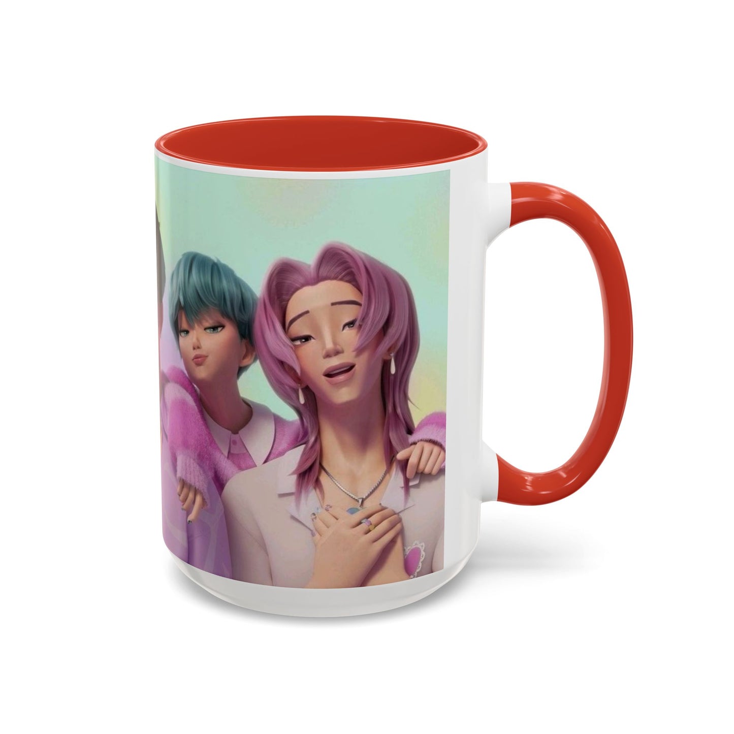 Stylish Accent Coffee Mug, Vibrant Ceramic Mug, Gift for Coffee Lovers, Cute Character Design, Perfect for Friends' Gatherings