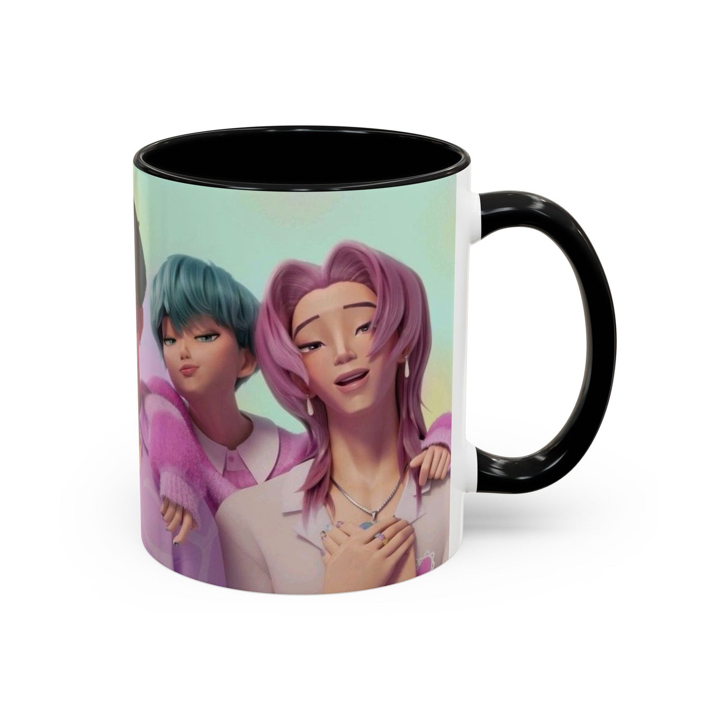 Stylish Accent Coffee Mug, Vibrant Ceramic Mug, Gift for Coffee Lovers, Cute Character Design, Perfect for Friends' Gatherings