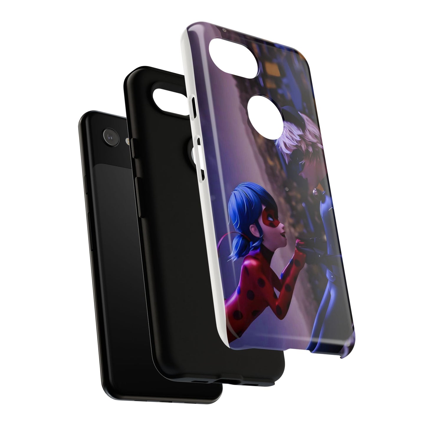 Phone Case with Ladybug and Cat Noir Design