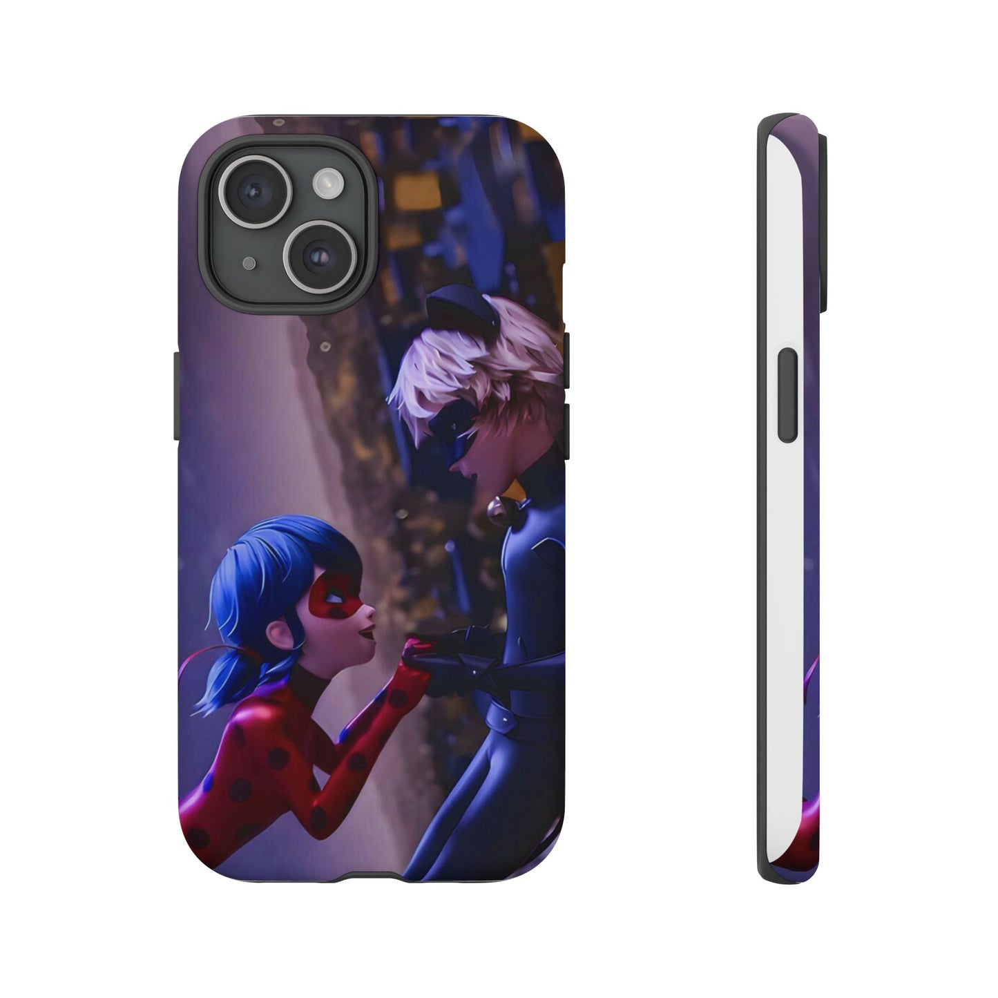 Phone Case with Ladybug and Cat Noir Design