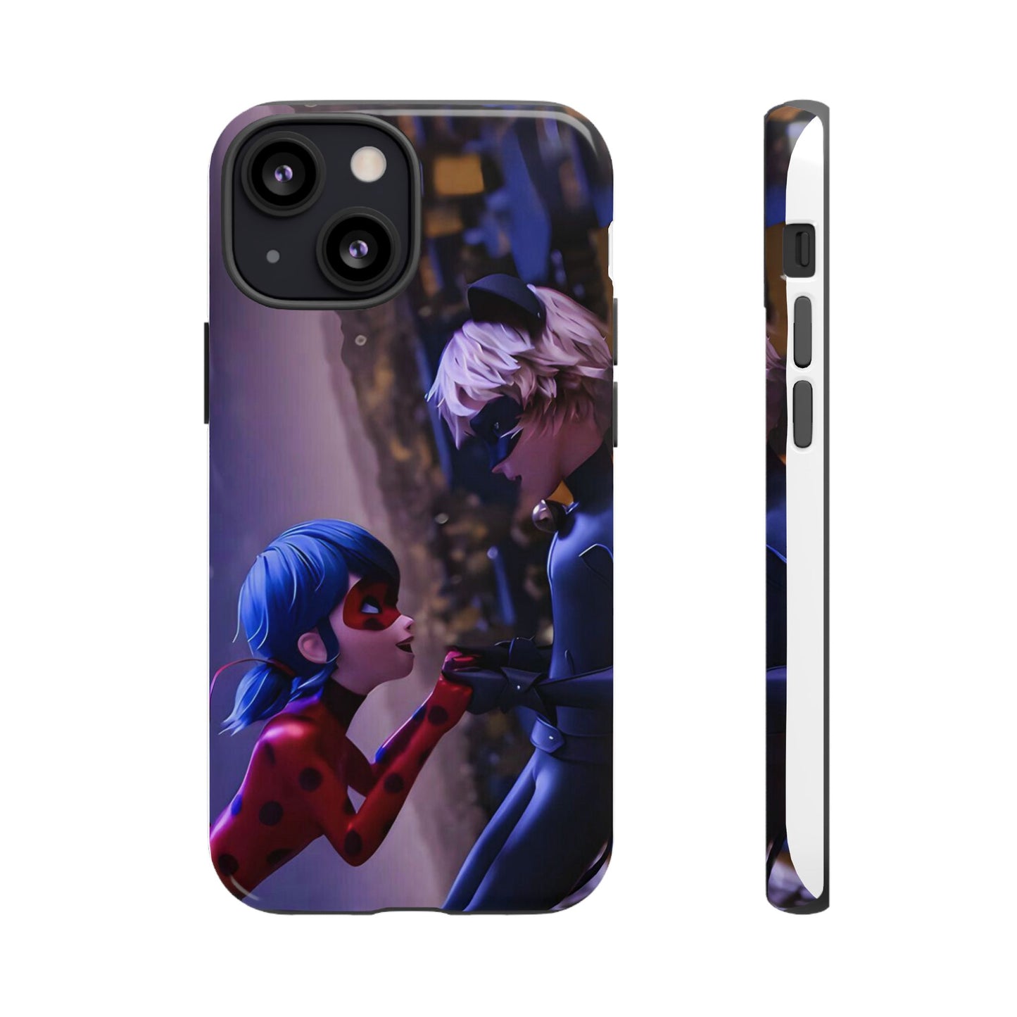 Phone Case with Ladybug and Cat Noir Design