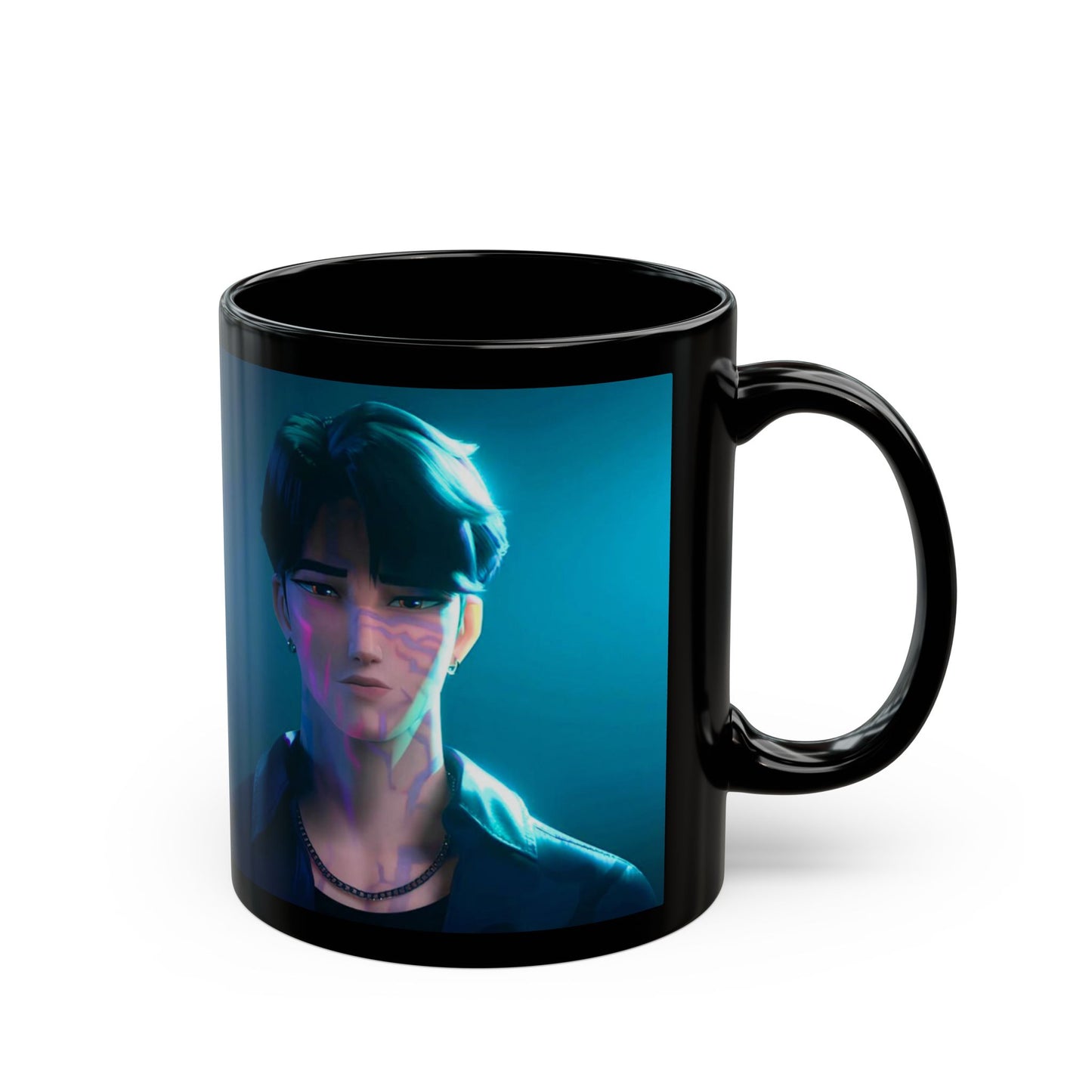Rumi & Jinu Black Mug with Vibrant Characters - Perfect for Coffee Lovers, Unique Gift, Home Decor, Cyberpunk Aesthetic, Cute & Fun