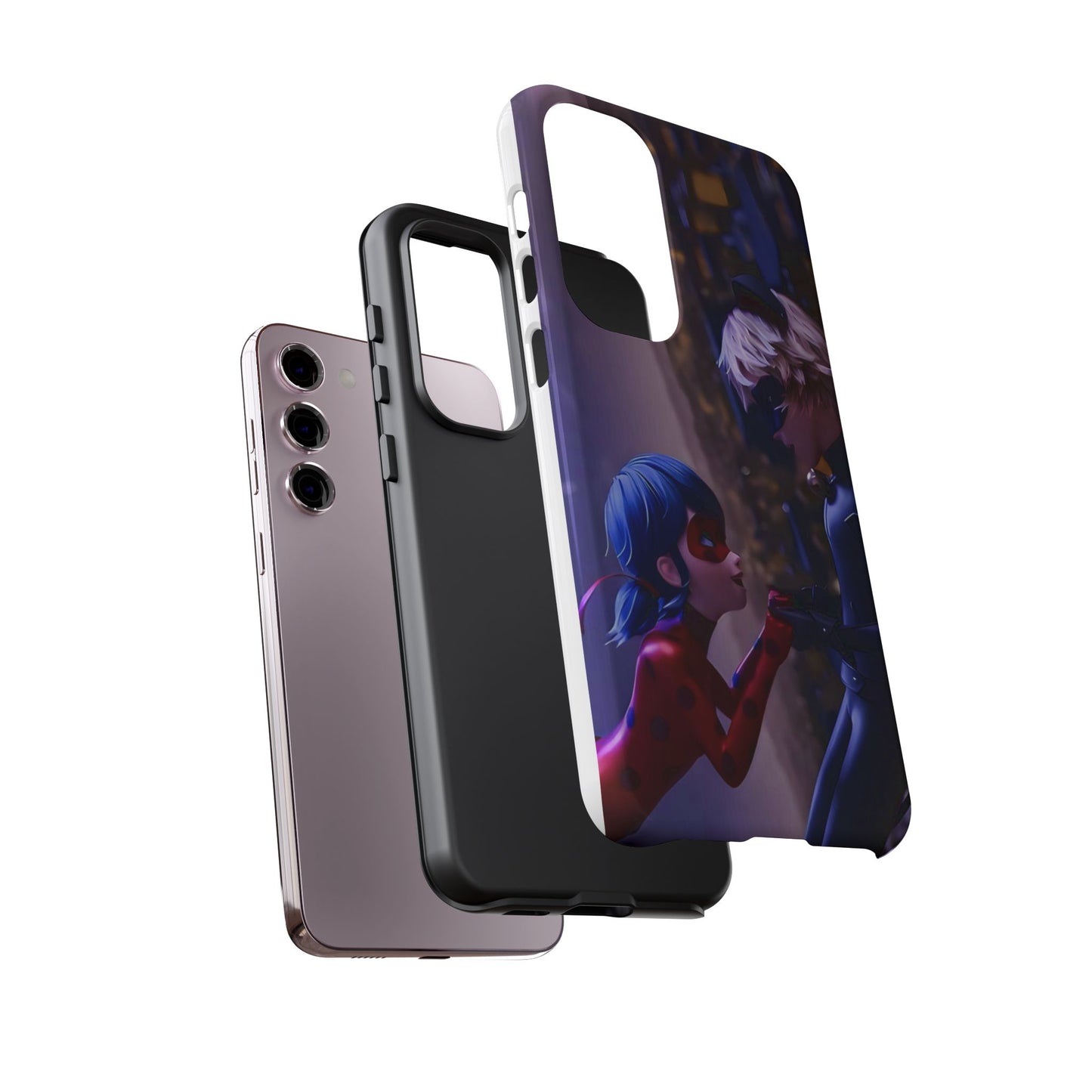 Phone Case with Ladybug and Cat Noir Design