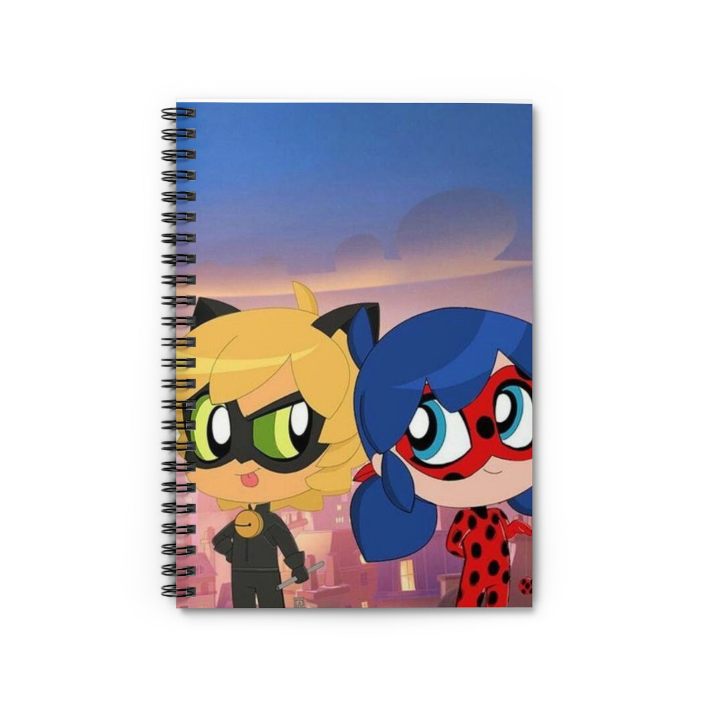 Cute Cartoon Spiral Notebook - Ladybug & Cat Noir Inspired, Perfect for Students, Gift for Kids, School Supplies, Journaling, Note-taking