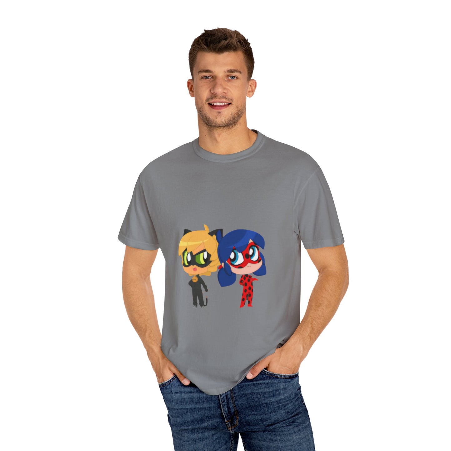 Chibi Ladybug Cat Noir T-Shirt, Playful Unisex Teen Perfect for Kids and Teens