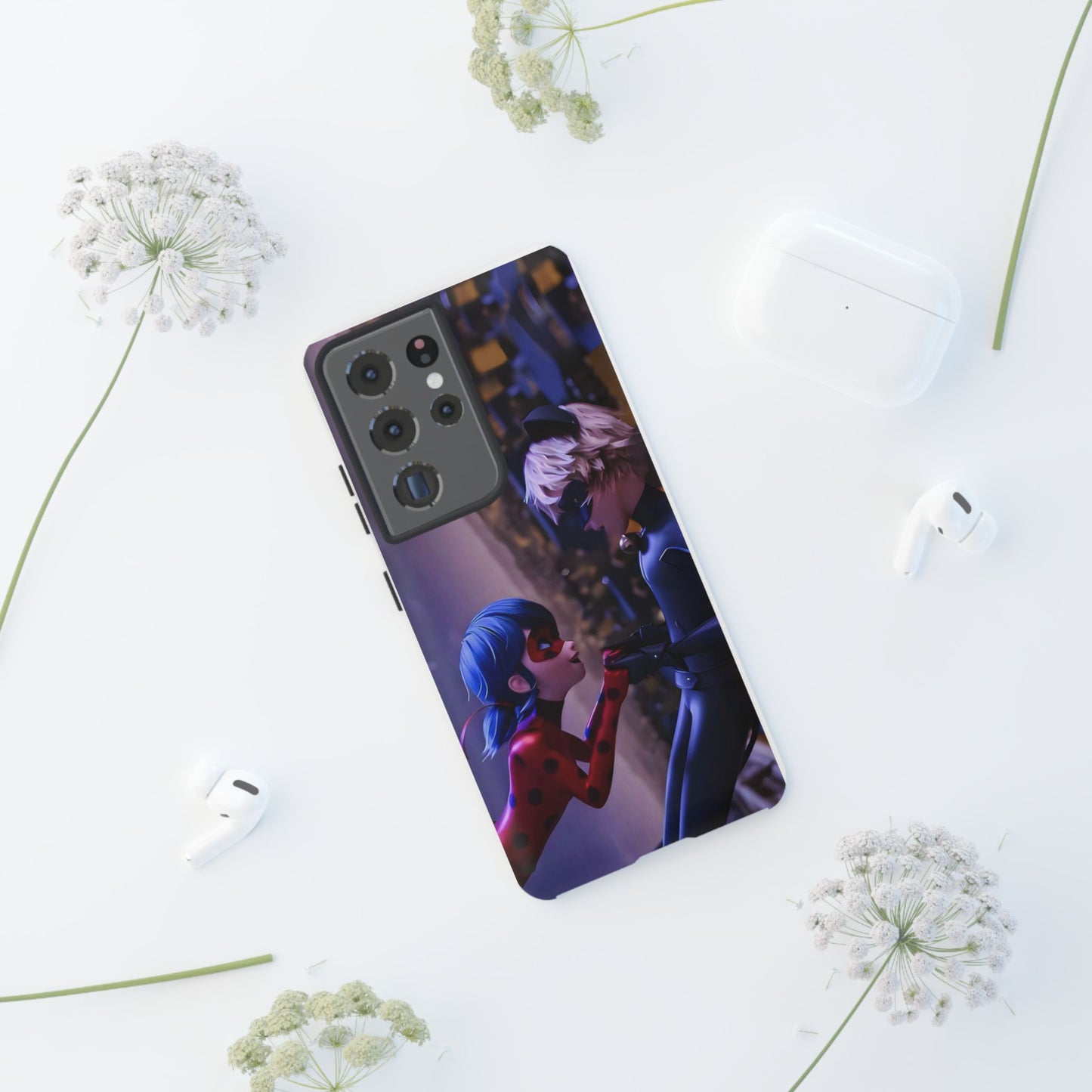 Phone Case with Ladybug and Cat Noir Design