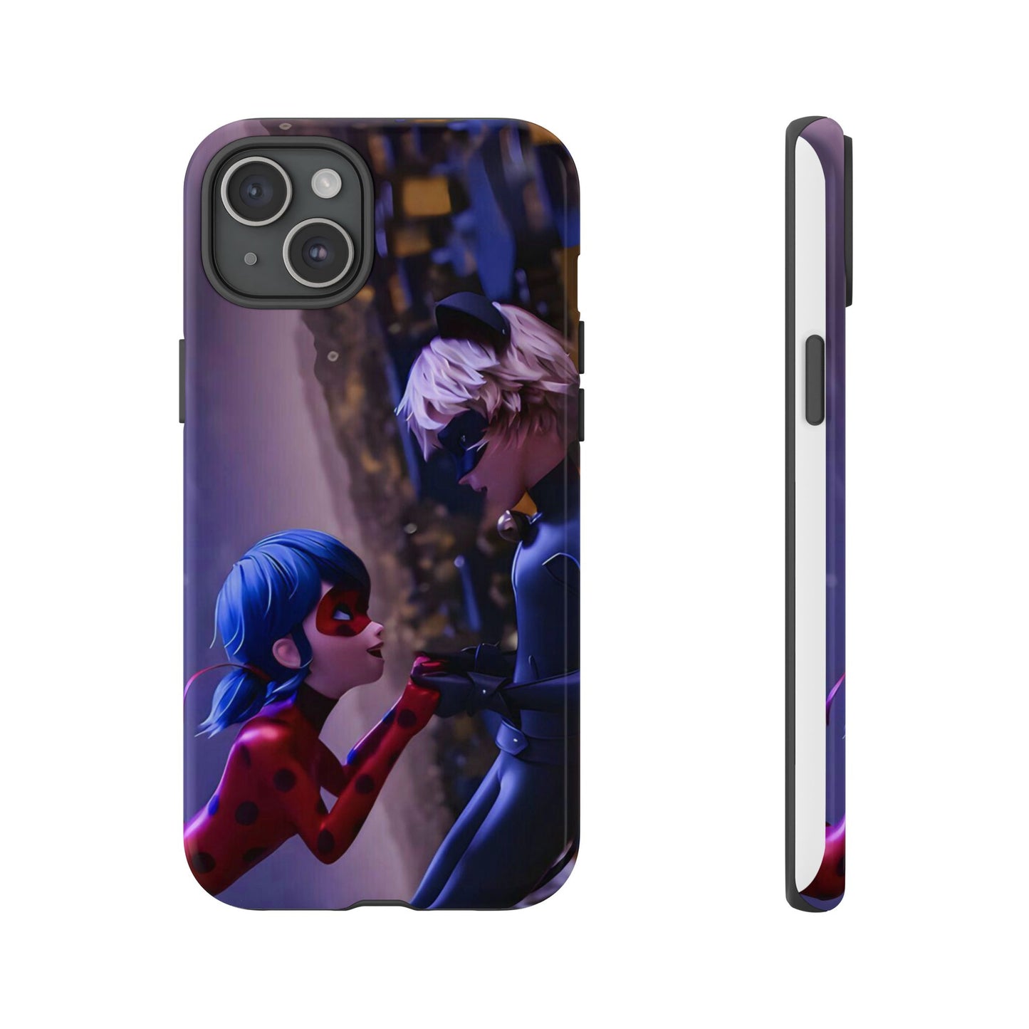 Phone Case with Ladybug and Cat Noir Design