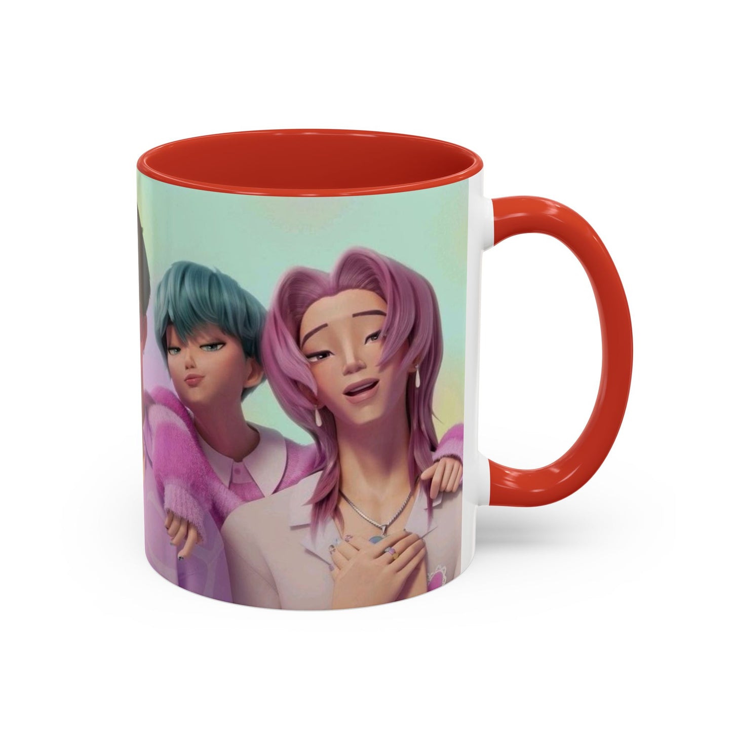 Stylish Accent Coffee Mug, Vibrant Ceramic Mug, Gift for Coffee Lovers, Cute Character Design, Perfect for Friends' Gatherings